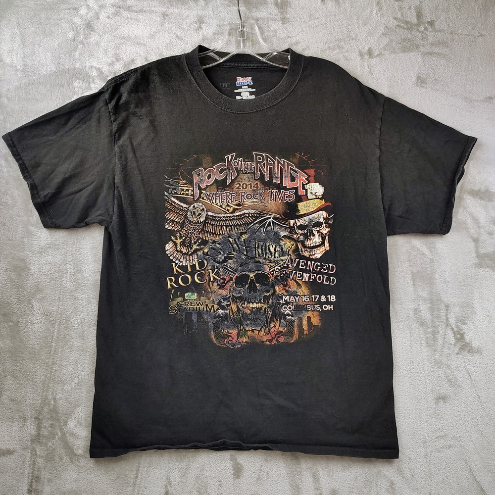 Rock On The Range 2014 T-shirt Sz L Avenged Sevenfold Guns‎ N Roses Slayer